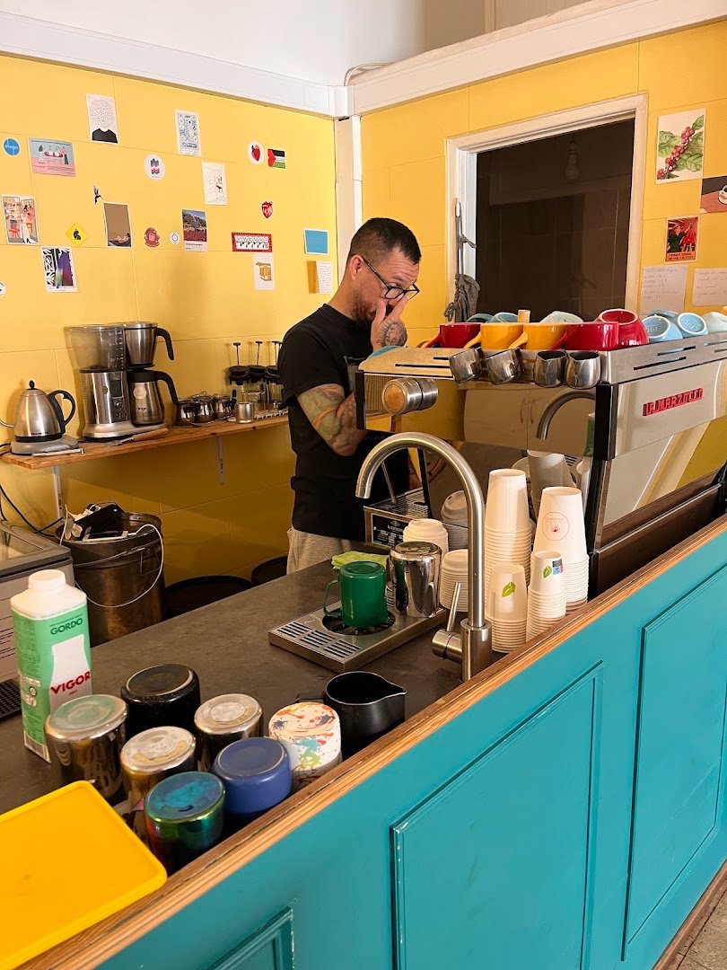 Interior of Malabarista Café, specialty coffee shop in Lisbon