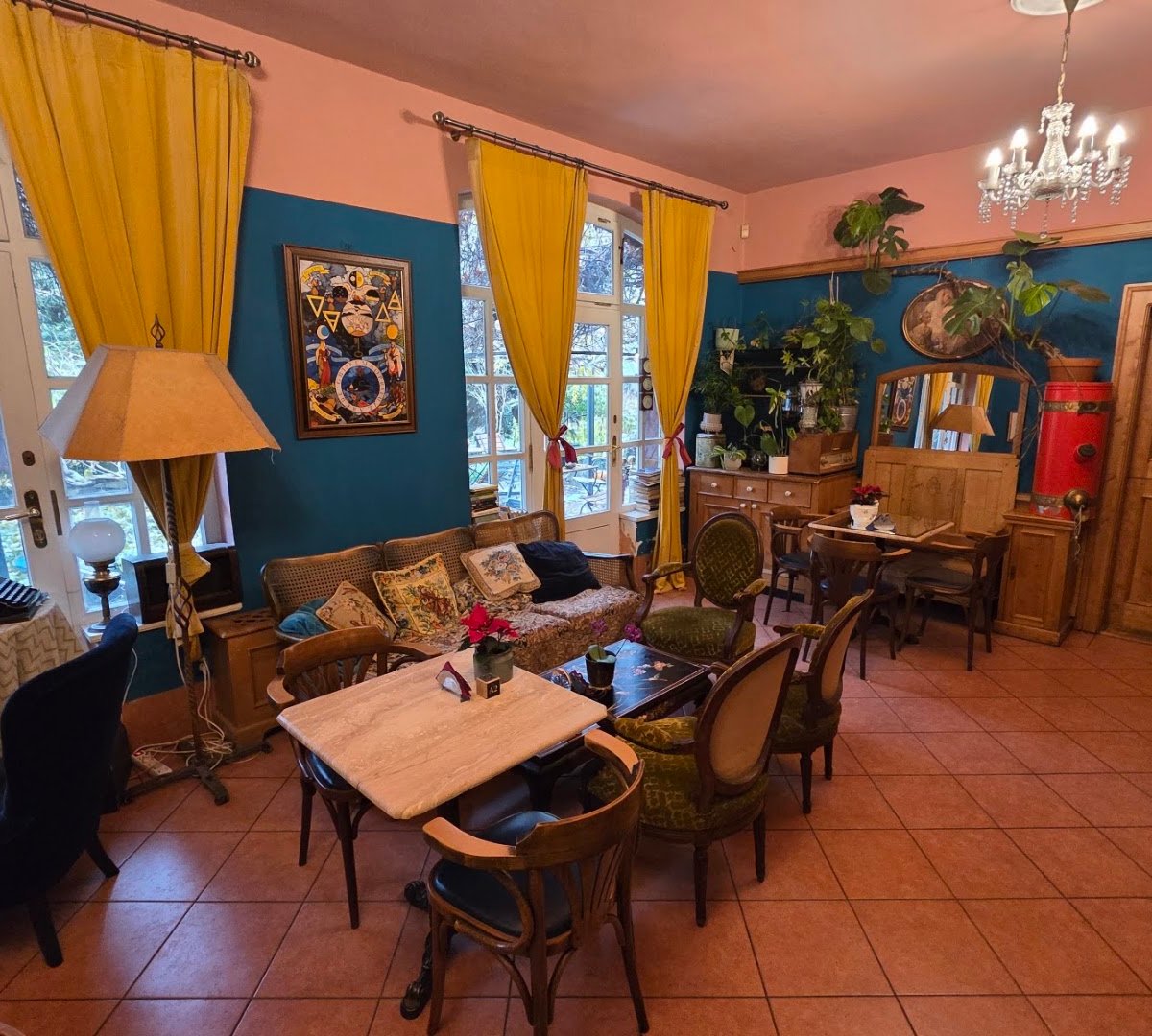 Interior of Cukrárna Alchymista, specialty coffee shop in Prague