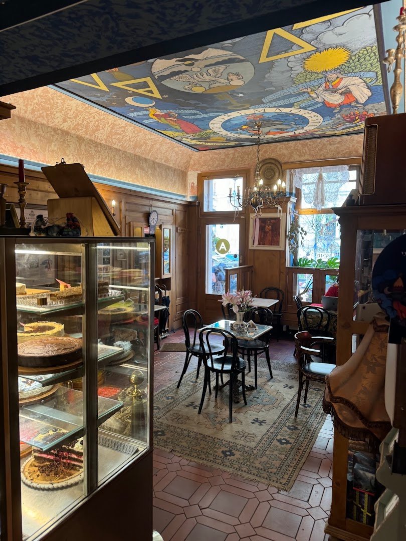 Interior of Cukrárna Alchymista, specialty coffee shop in Prague
