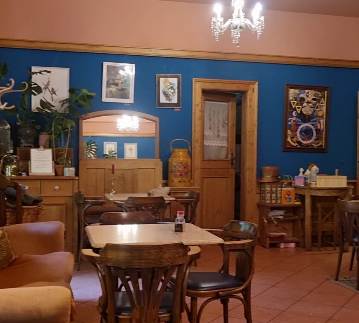 Interior of Cukrárna Alchymista, specialty coffee shop in Prague
