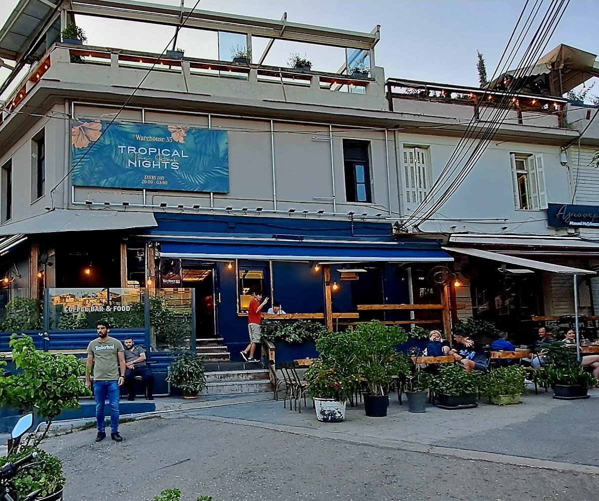 Storefront of Warehouse 35, specialty coffee shop in Athens