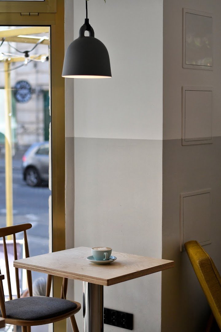 Interior of Coffeedesk Kawiarnia Wilcza, specialty coffee shop in Warsaw
