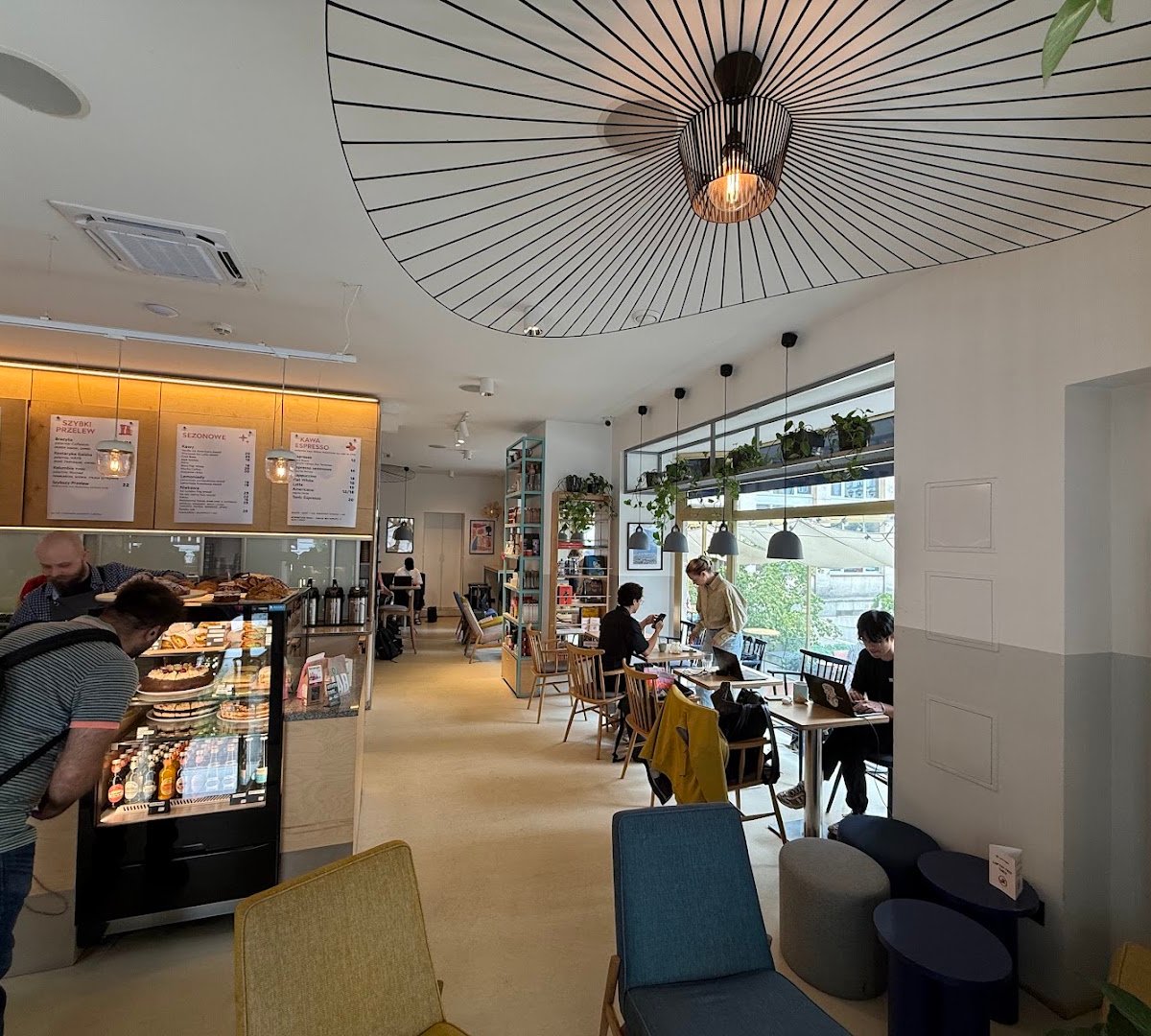 Interior of Coffeedesk Kawiarnia Wilcza, specialty coffee shop in Warsaw