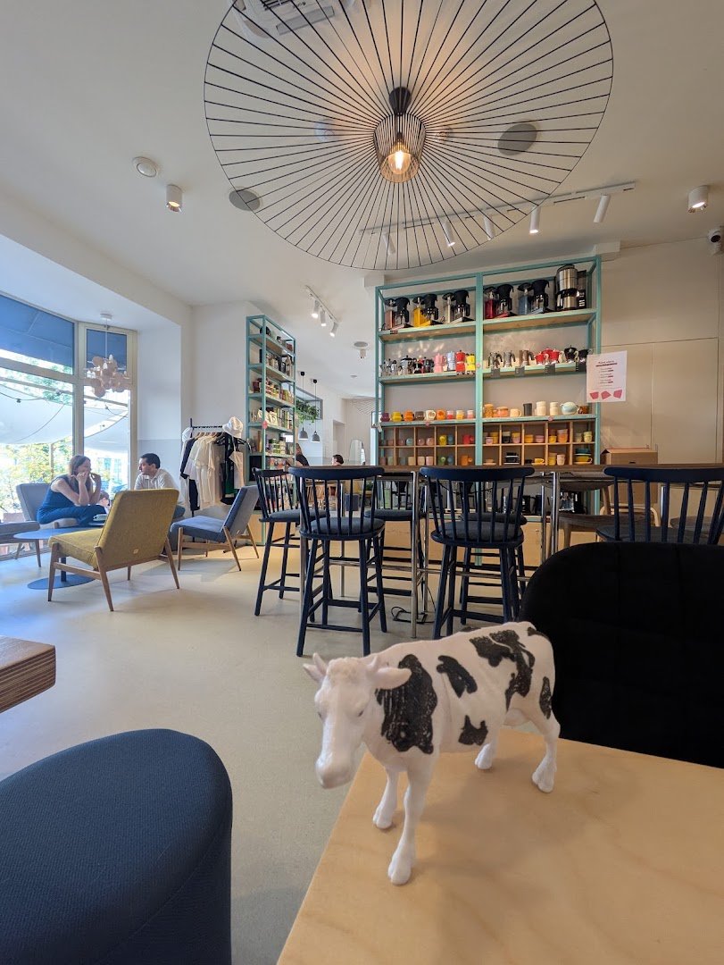 Interior of Coffeedesk Kawiarnia Wilcza, specialty coffee shop in Warsaw