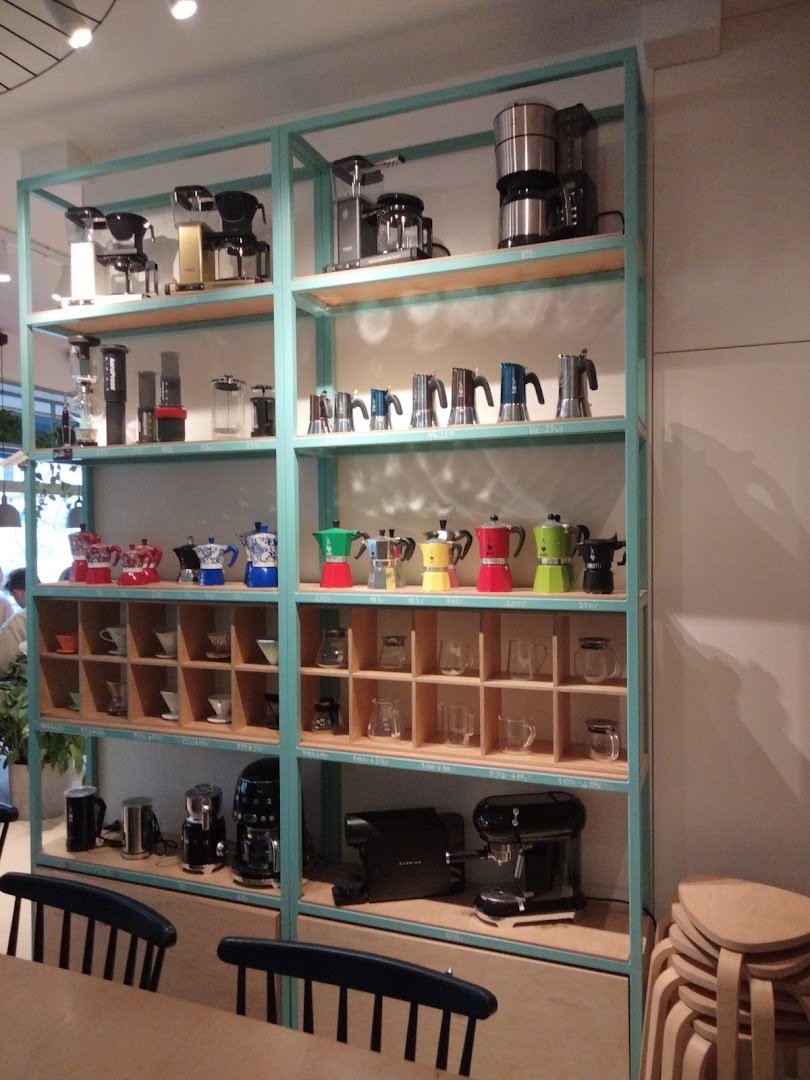 Interior of Coffeedesk Kawiarnia Wilcza, specialty coffee shop in Warsaw