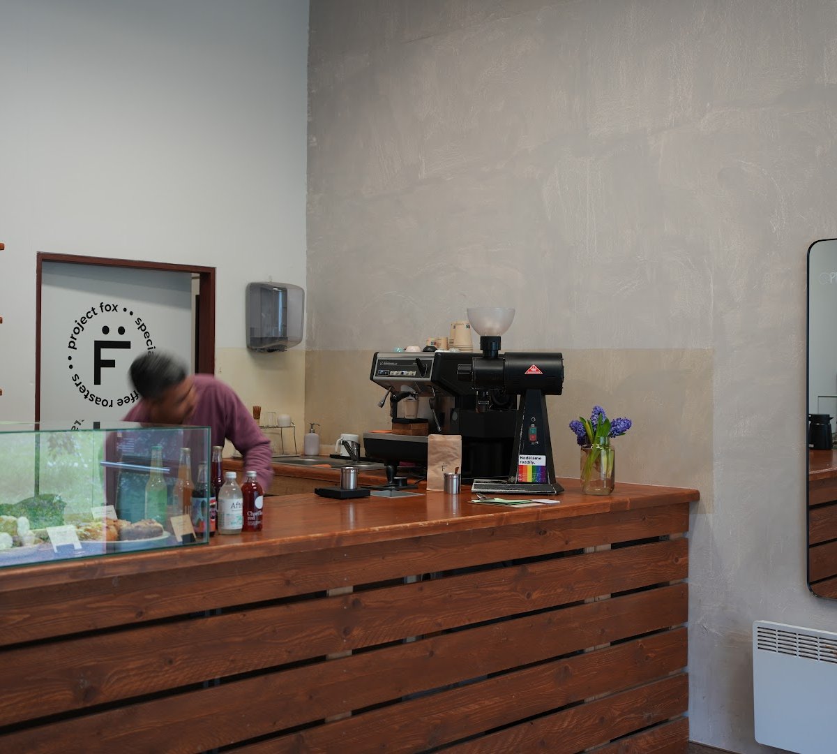 Interior of Project FOX, specialty coffee shop in Prague