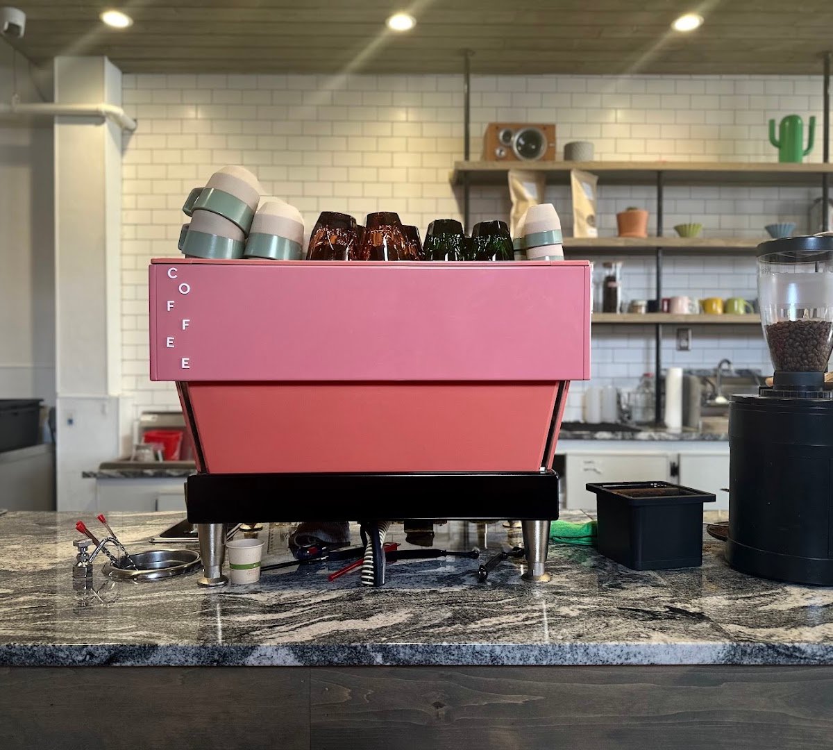 Interior of Bichota Coffee, specialty coffee shop in Minneapolis