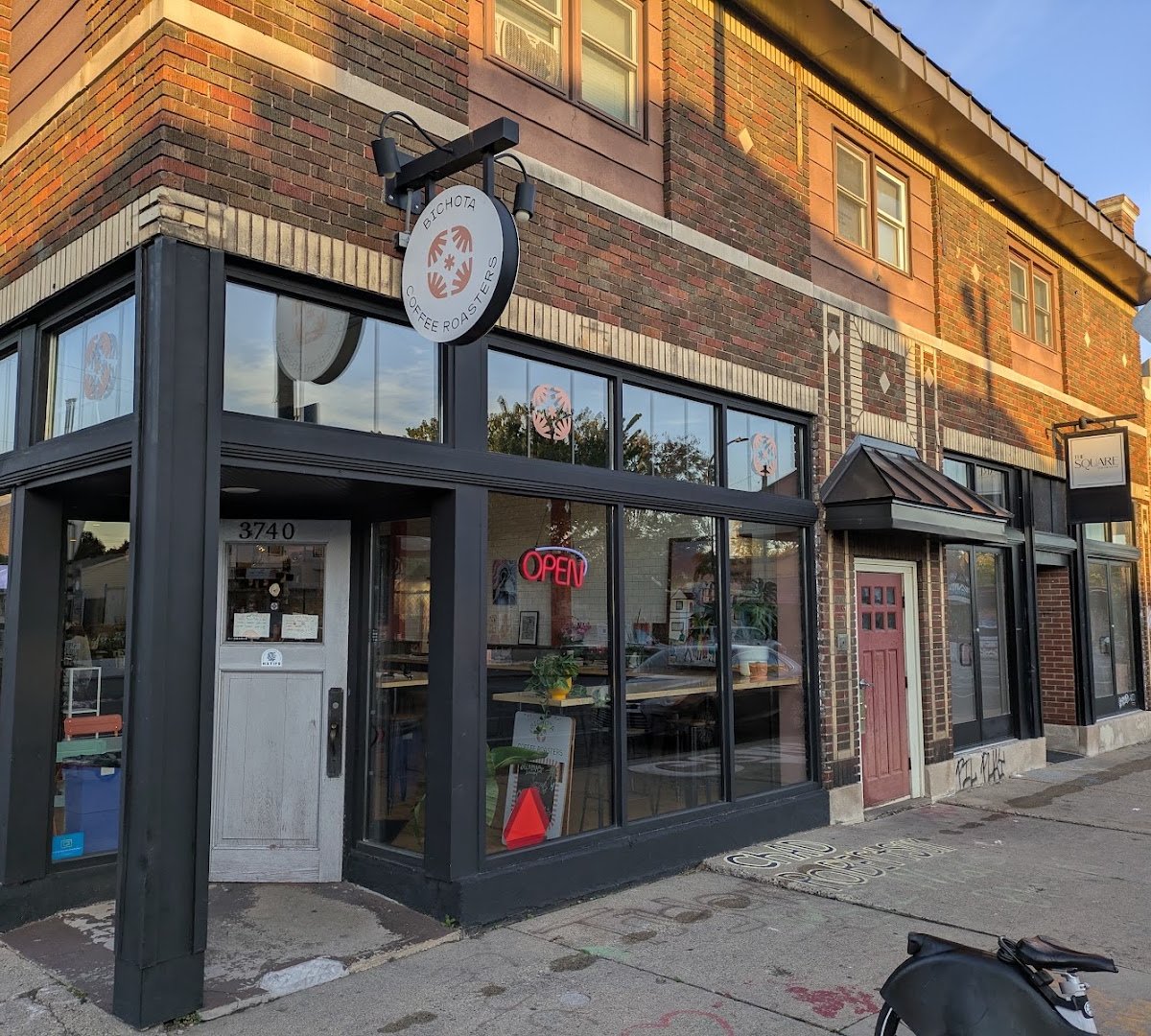 Storefront of Bichota Coffee, specialty coffee shop in Minneapolis