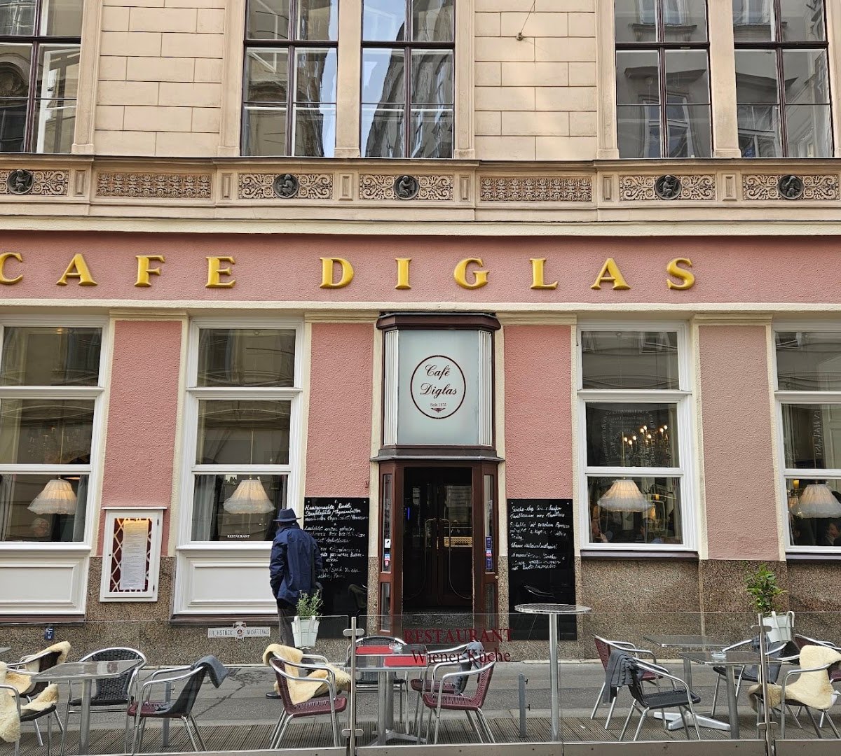 Storefront of Café Diglas, specialty coffee shop in Vienna