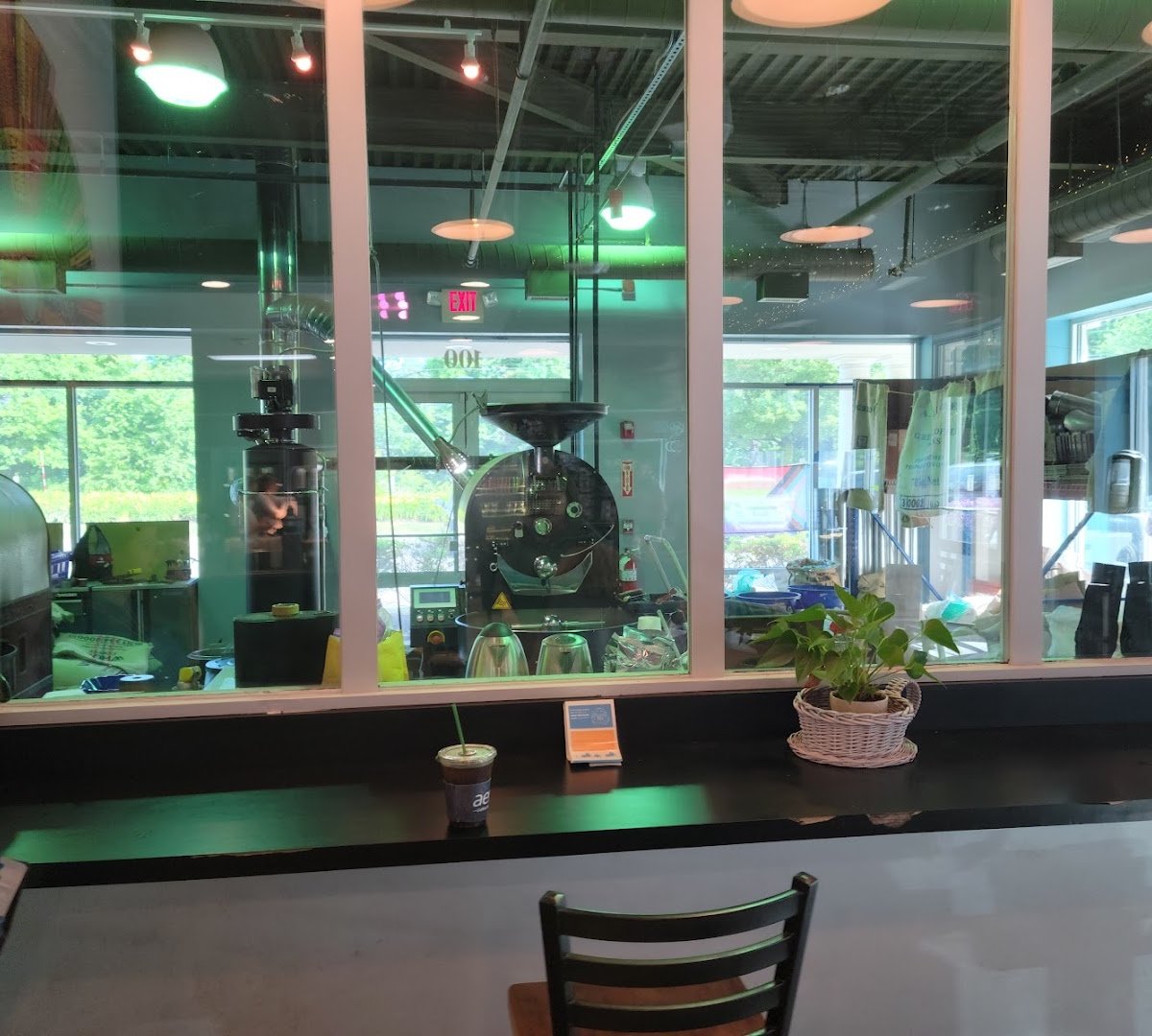 Interior of Aero Coffee Roasters, specialty coffee shop in Worcester