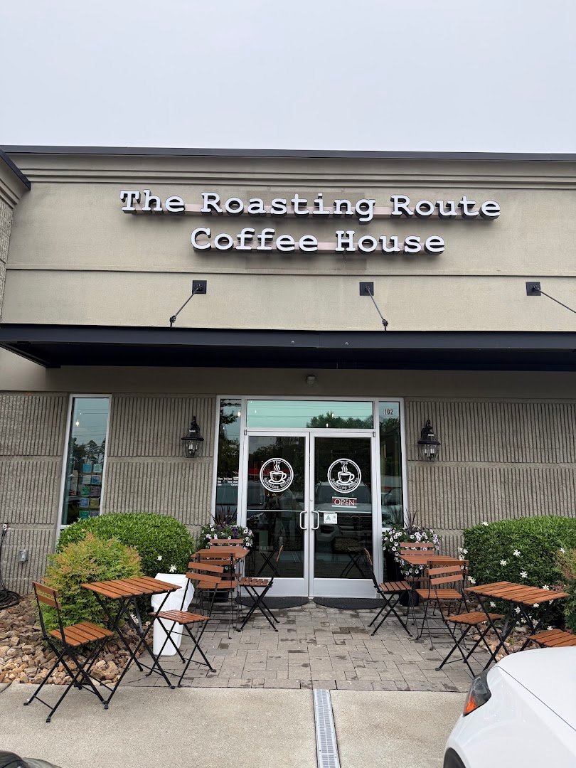 Storefront of Roasting Route Coffee House, specialty coffee shop in Charlotte