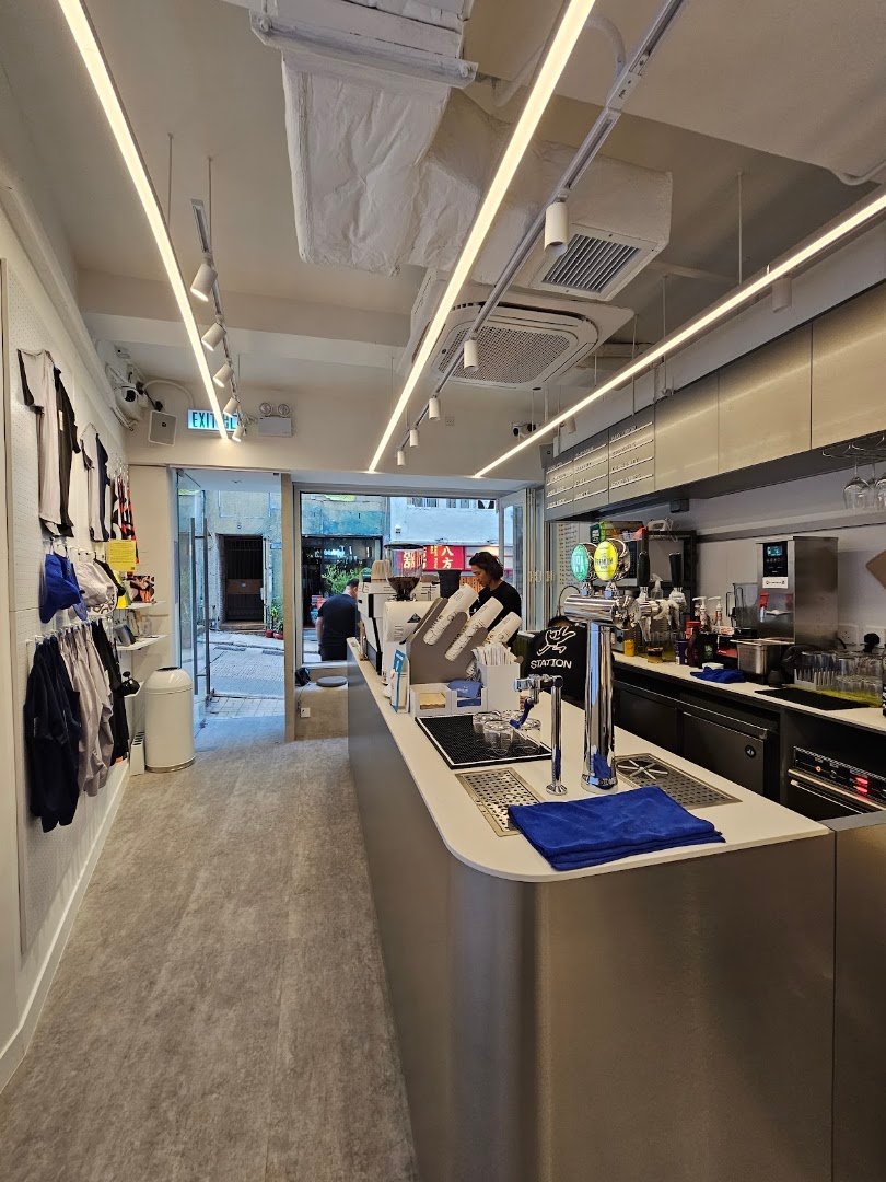 Interior of THE STATION, specialty coffee shop in Hong Kong
