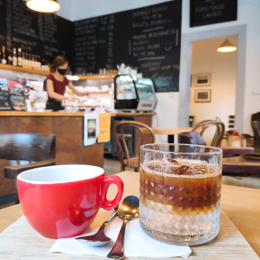 Interior of Žižkavárna Cafe., specialty coffee shop in Prague