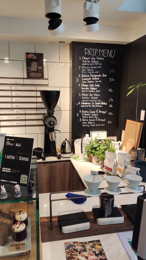 Interior of Coco Espresso, specialty coffee shop in Hong Kong