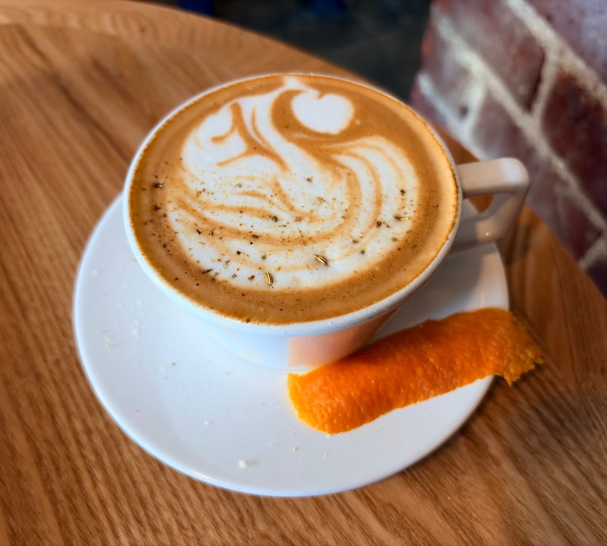 Coffee at Commissary Barber & Barista, specialty coffee shop in Indianapolis