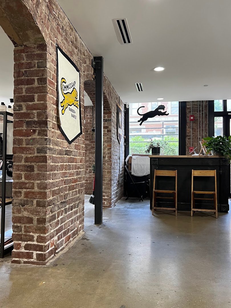 Interior of Commissary Barber & Barista, specialty coffee shop in Indianapolis