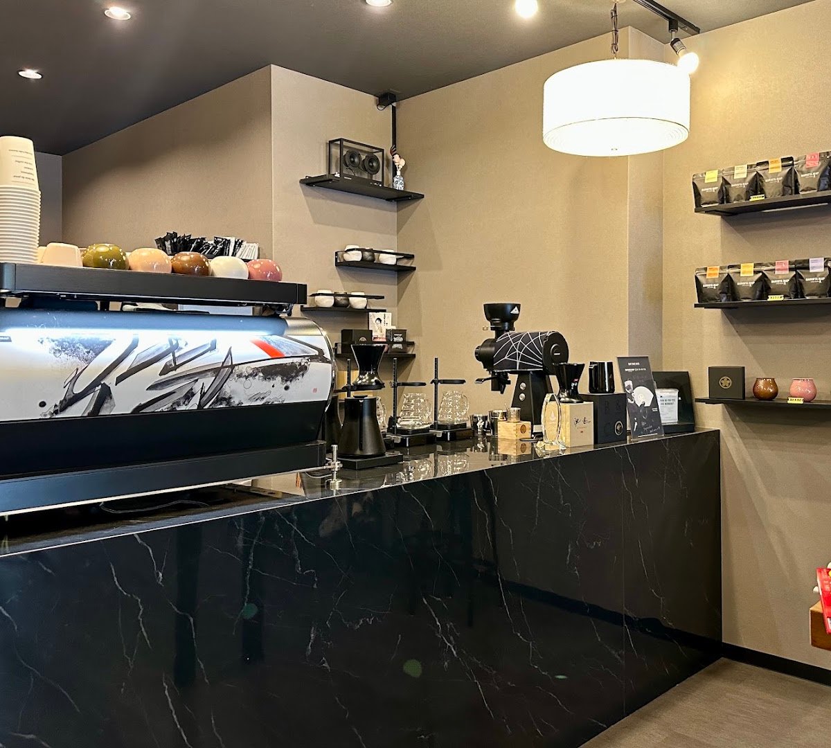 Interior of Barista Map Coffee Roasters, specialty coffee shop in Osaka