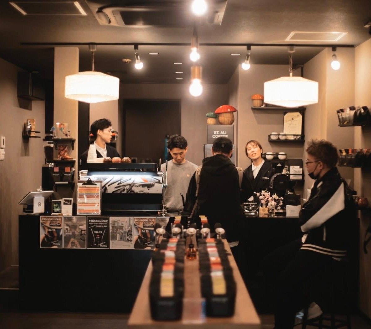 Interior of Barista Map Coffee Roasters, specialty coffee shop in Osaka