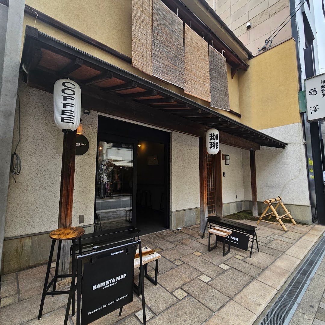 Storefront of Barista Map Coffee Roasters, specialty coffee shop in Osaka