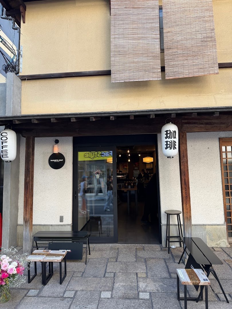 Storefront of Barista Map Coffee Roasters, specialty coffee shop in Osaka