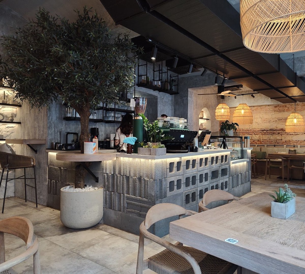 Interior of GRØN Bistro, specialty coffee shop in Prague