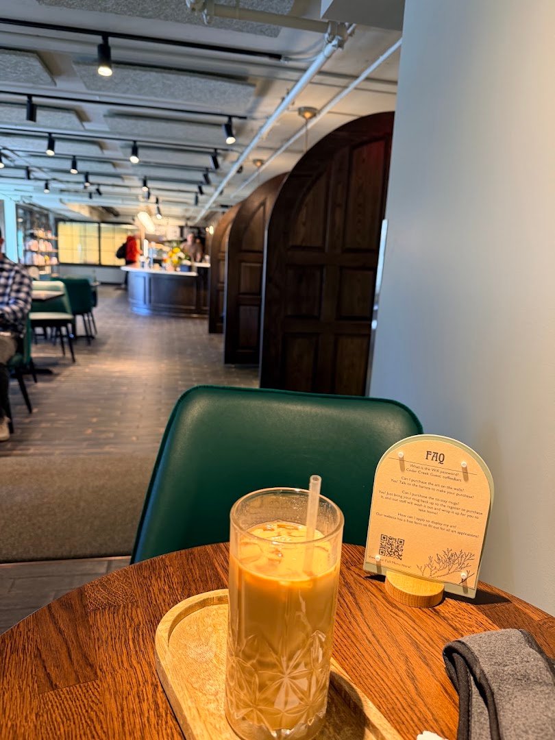 Interior of Cedar Creek Coffee & Art, specialty coffee shop in Omaha