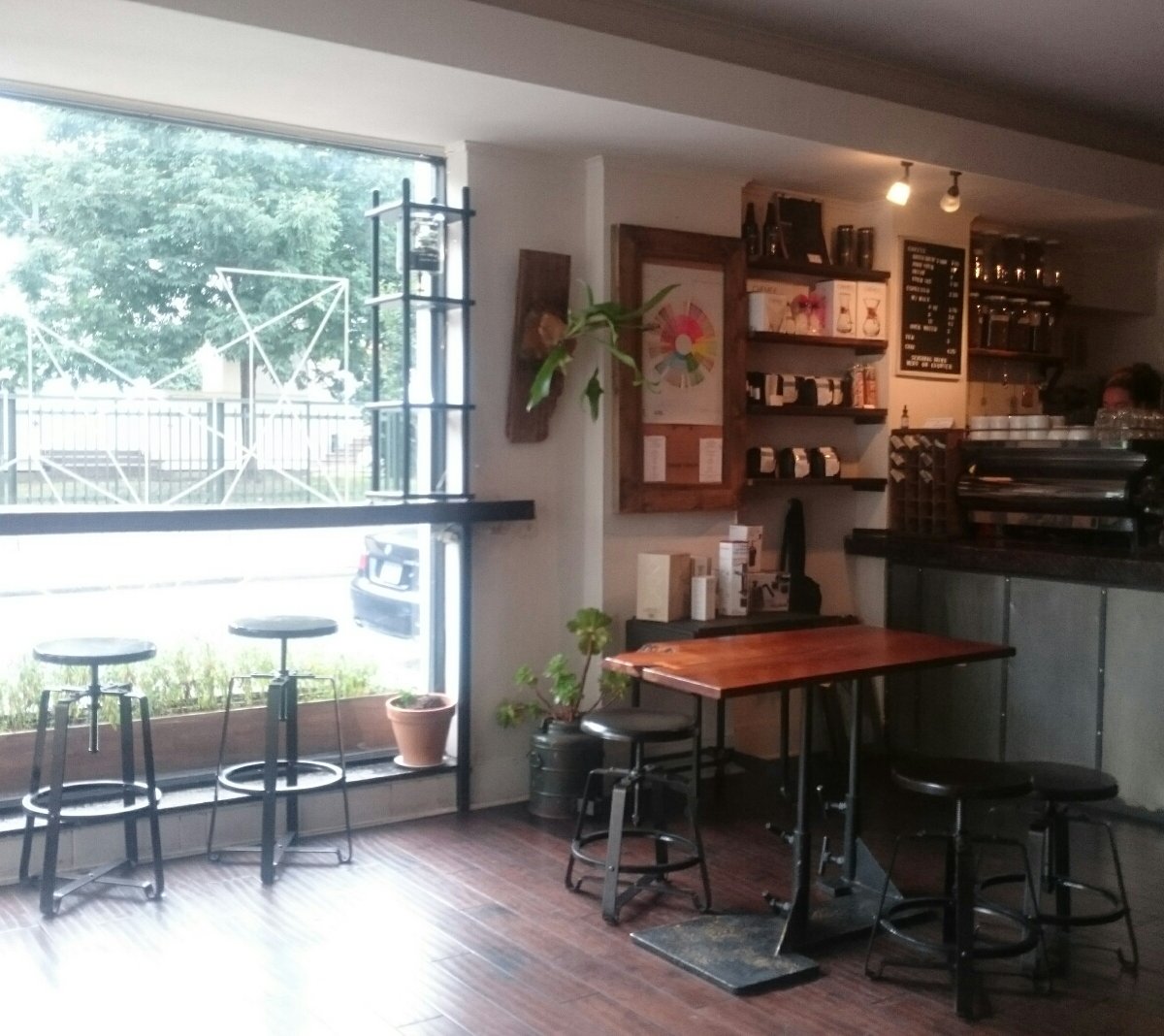 Interior of Peddler Coffee, specialty coffee shop in Philadelphia