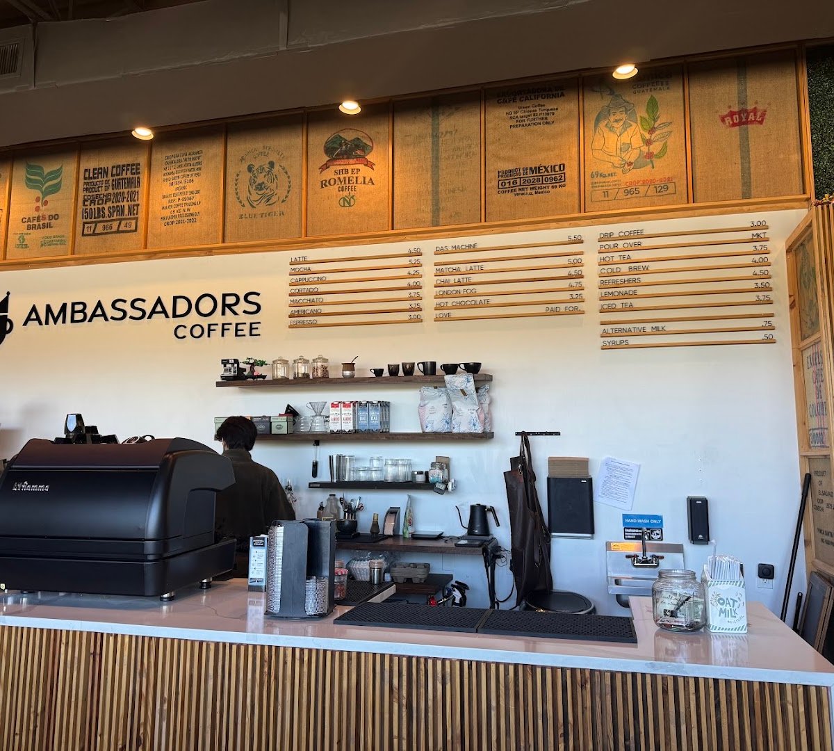 Interior of Ambassadors Coffee, specialty coffee shop in San Antonio