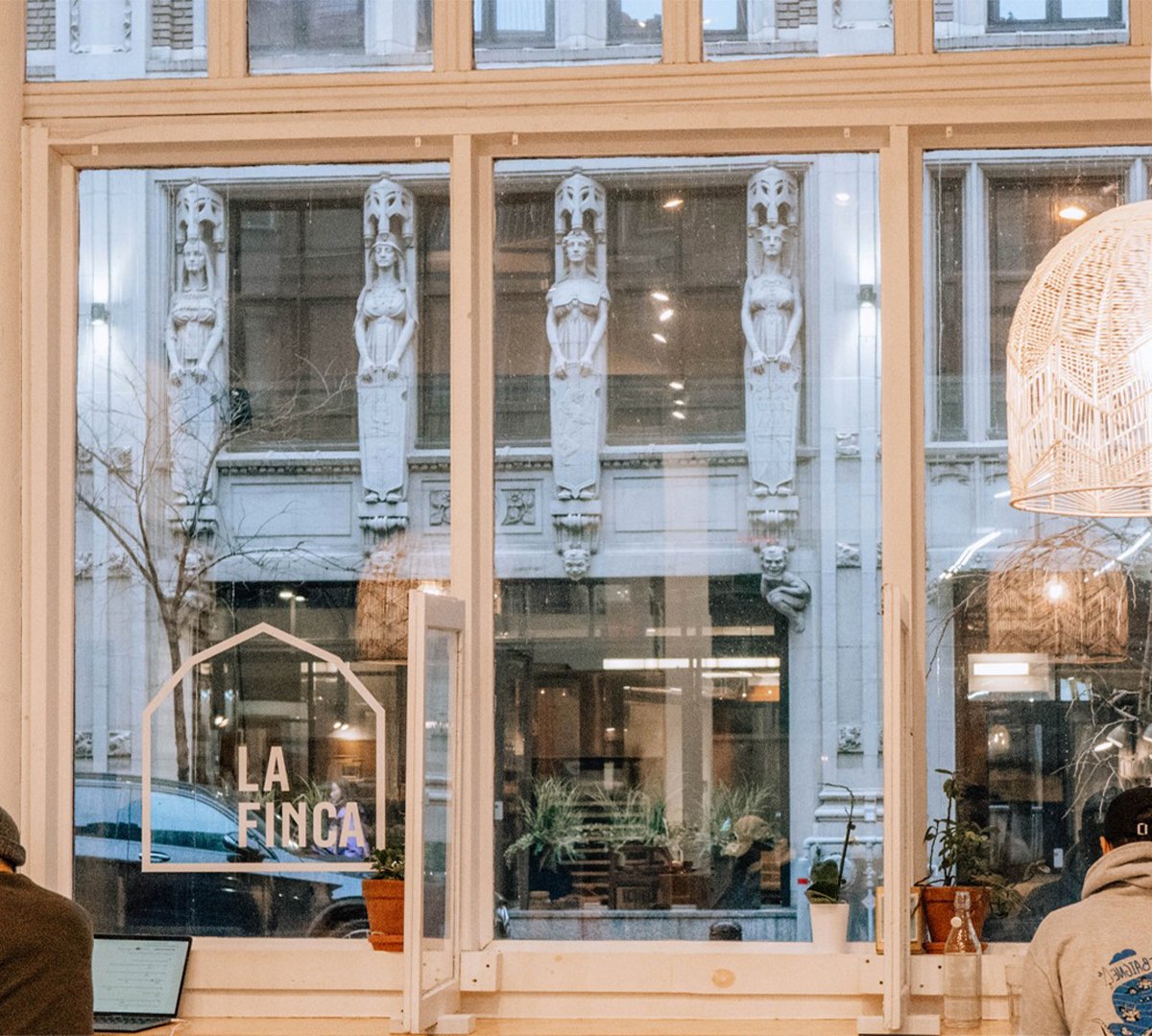 Interior of La Finca Café, specialty coffee shop in Montreal