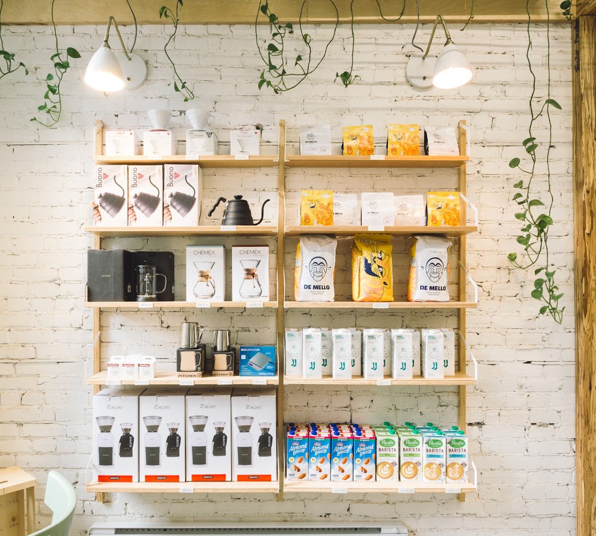 Interior of La Finca Café, specialty coffee shop in Montreal