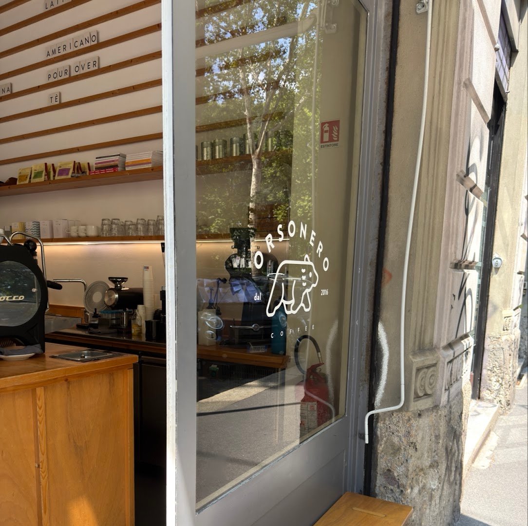 Storefront of Orsonero Coffee, specialty coffee shop in Milan