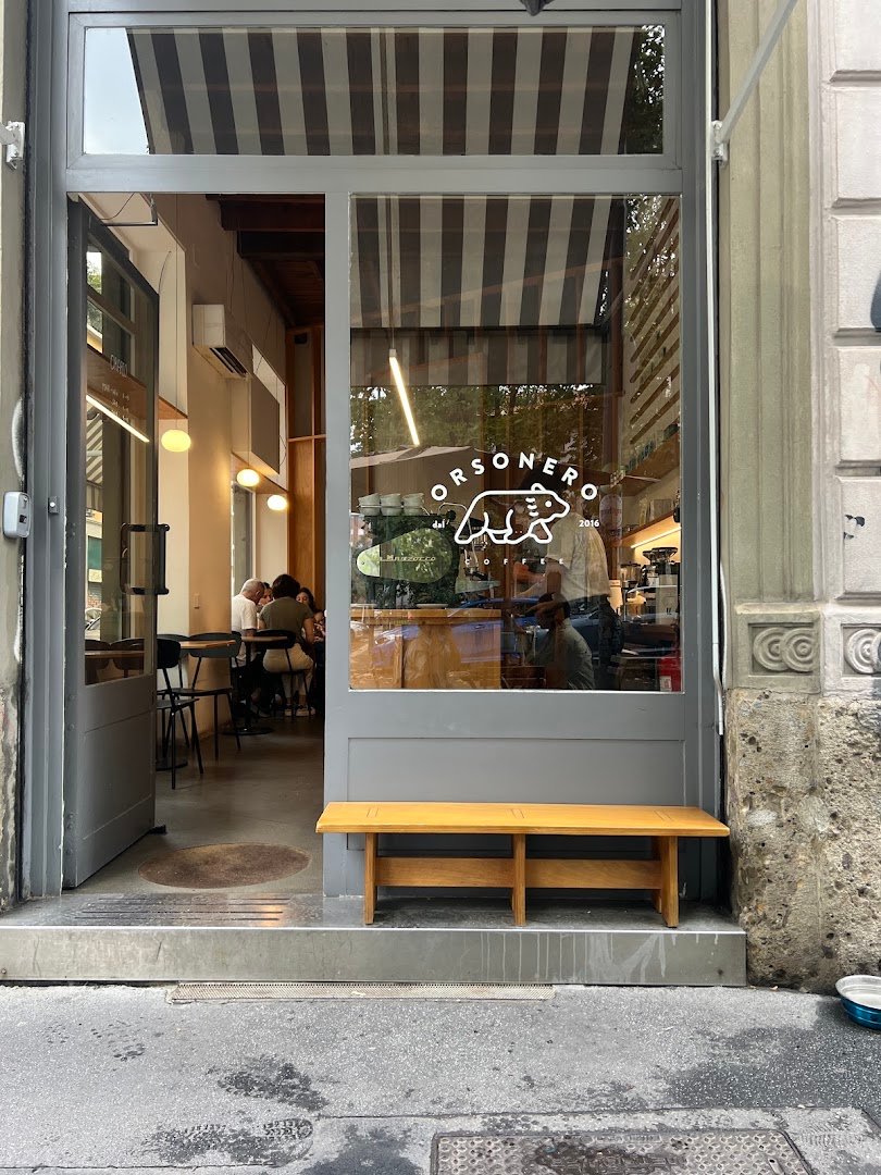 Storefront of Orsonero Coffee, specialty coffee shop in Milan