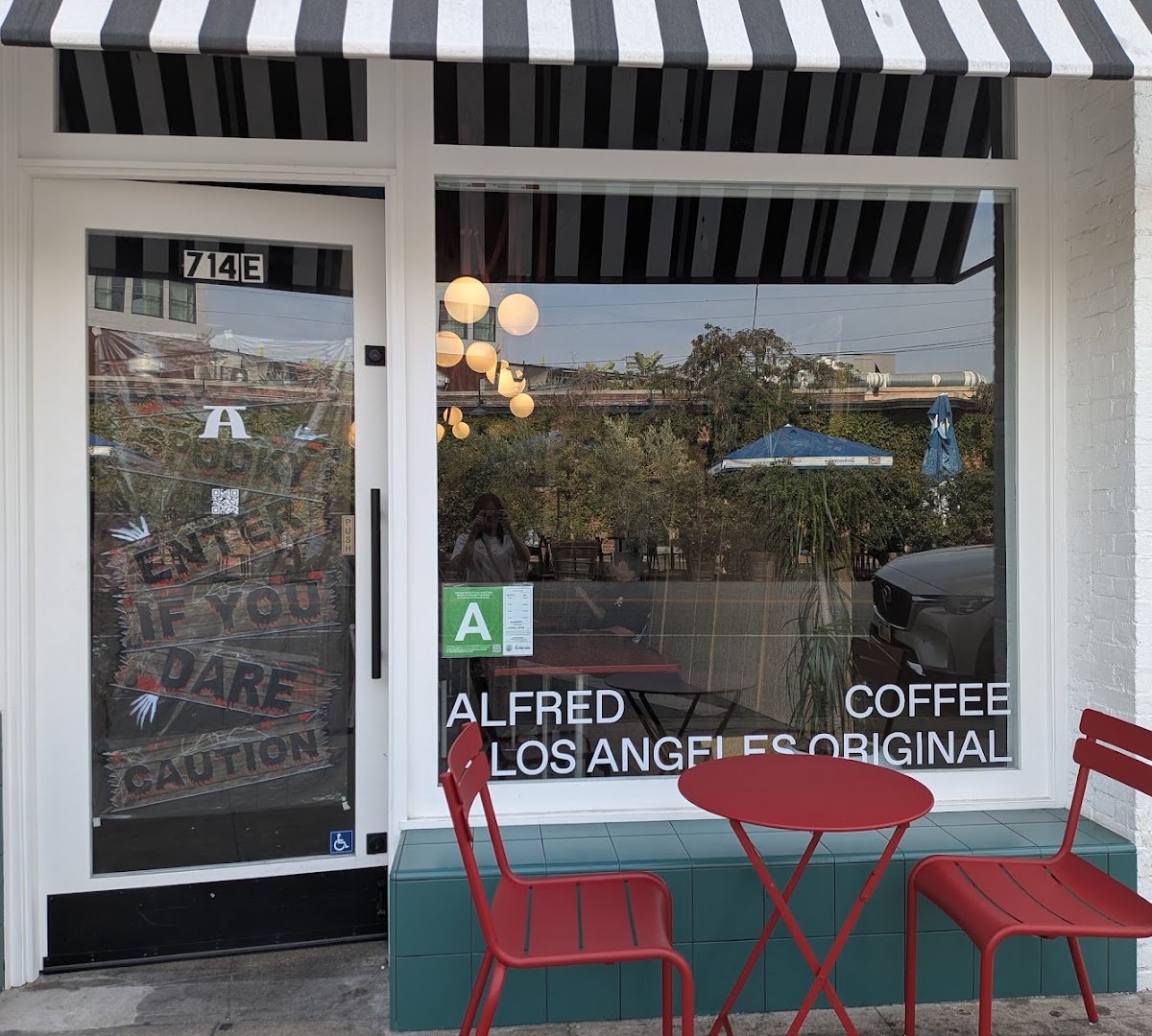 Storefront of Alfred Coffee, specialty coffee shop in Los Angeles