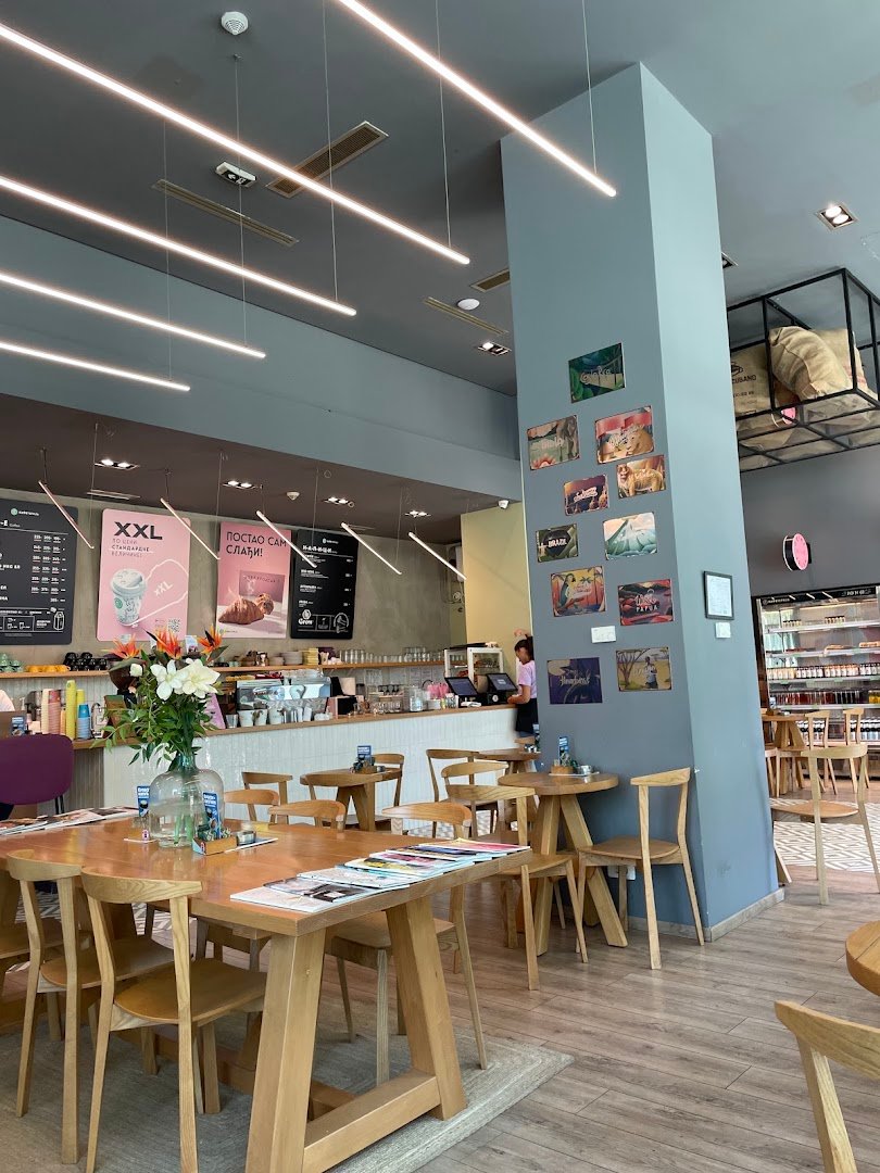 Interior of Kafeterija Airport City, specialty coffee shop in Belgrade