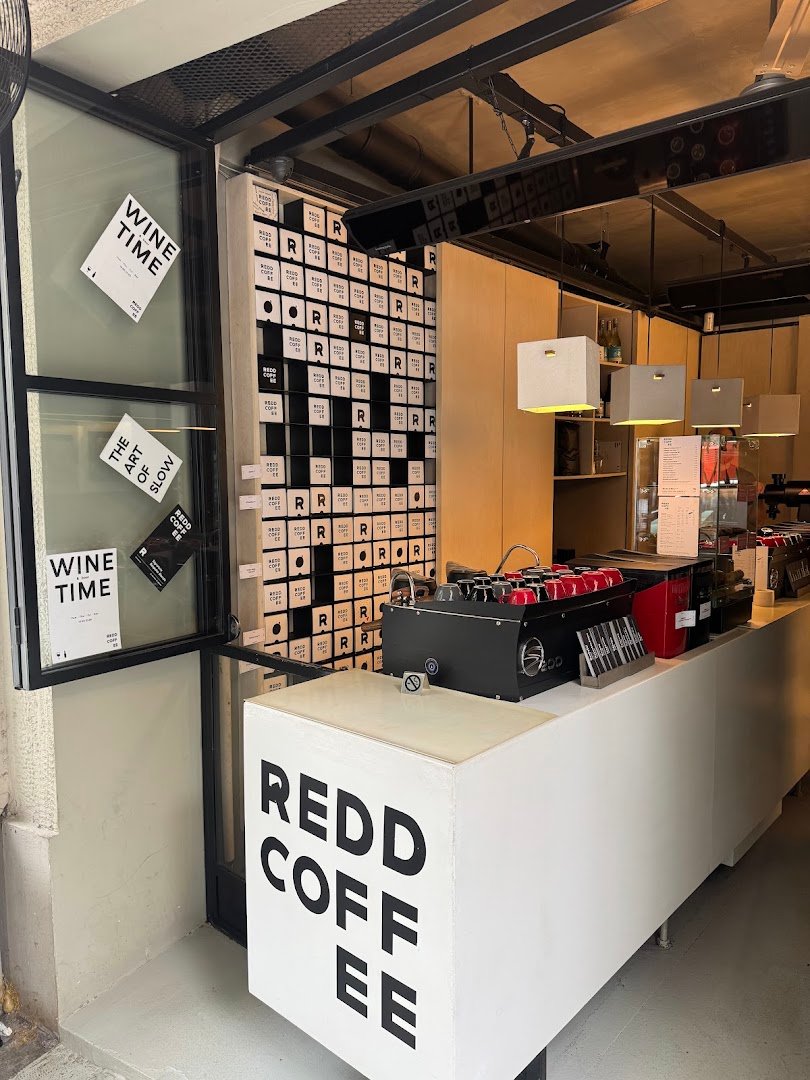 Interior of Redd Coffee, specialty coffee shop in Athens