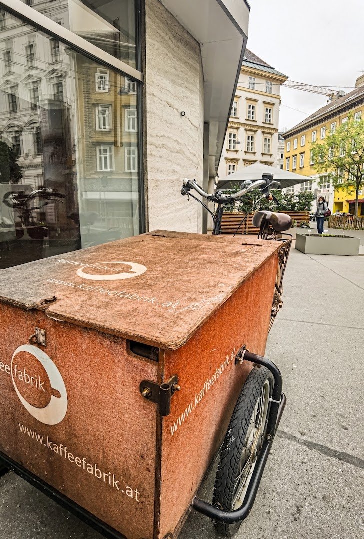 Storefront of Kaffeefabrik, specialty coffee shop in Vienna