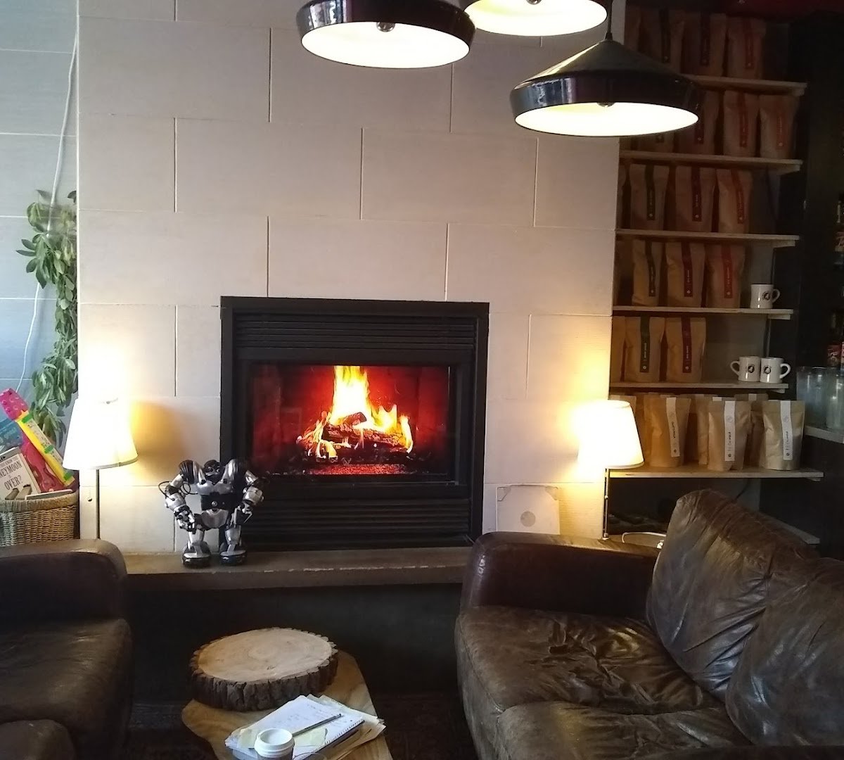 Interior of Red Rocket Coffee, specialty coffee shop in Toronto