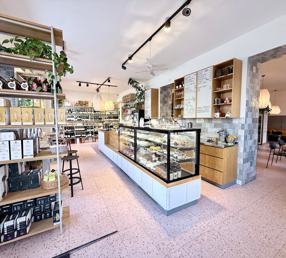 Interior of Dobrotéka Žižkov, specialty coffee shop in Prague