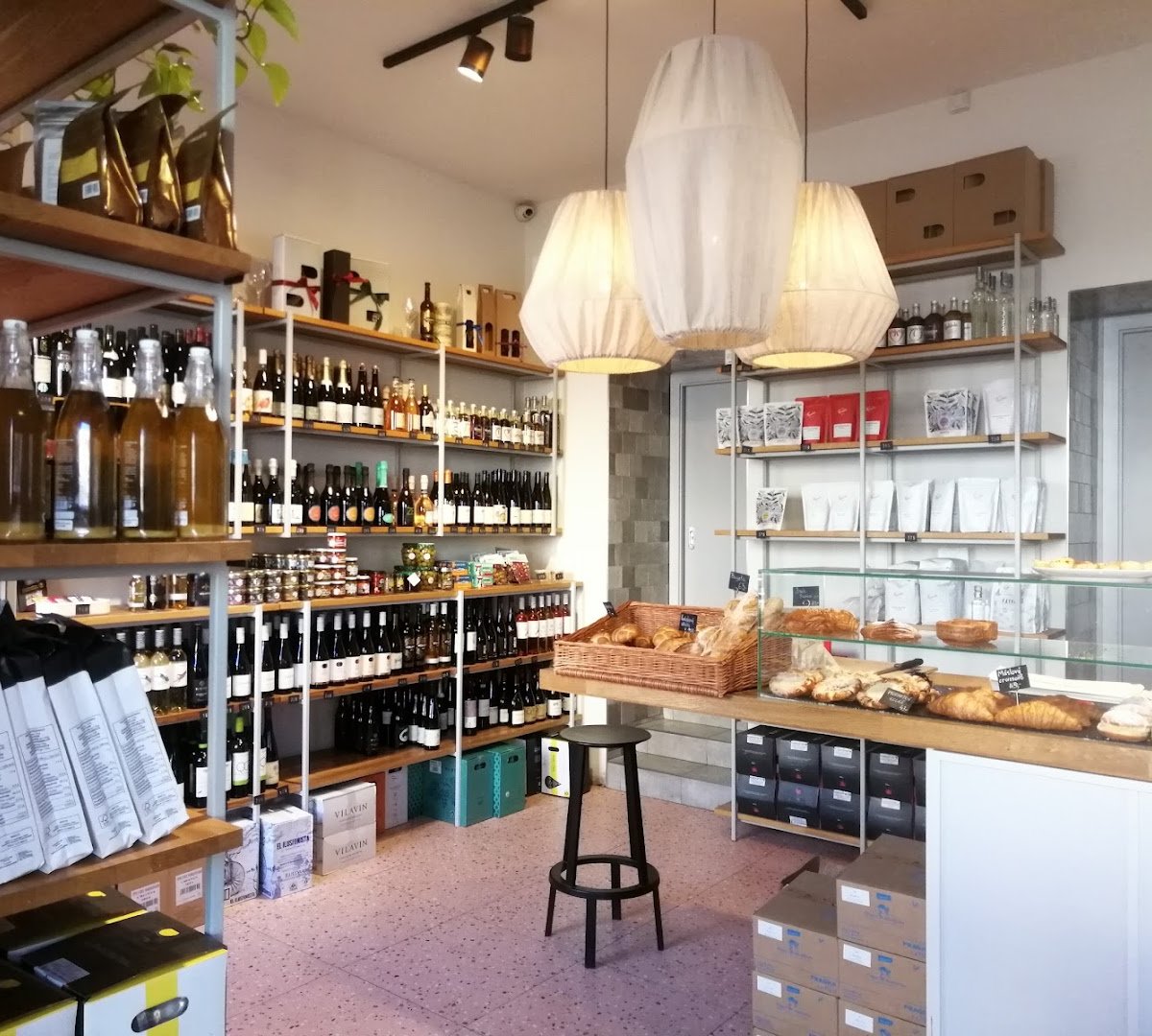 Interior of Dobrotéka Žižkov, specialty coffee shop in Prague