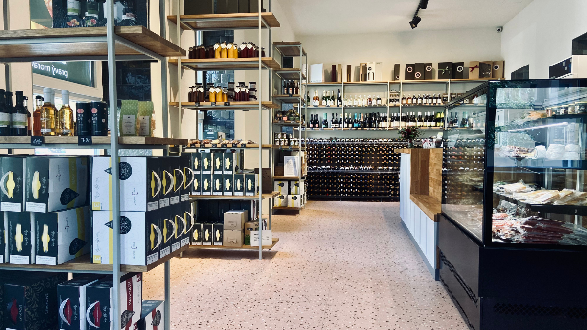 Interior of Dobrotéka Žižkov, specialty coffee shop in Prague