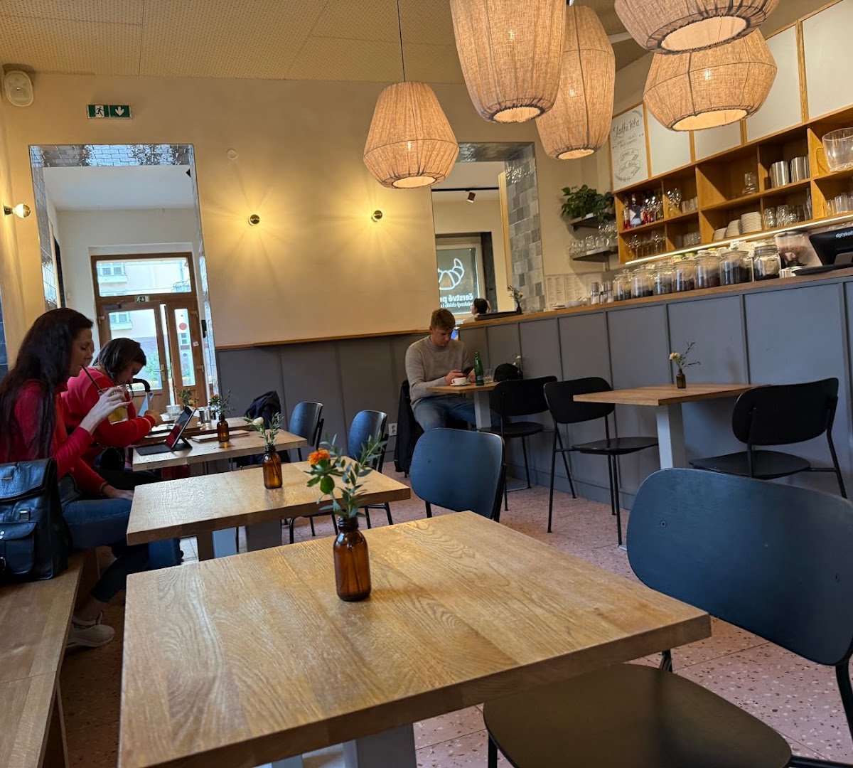 Interior of Dobrotéka Žižkov, specialty coffee shop in Prague