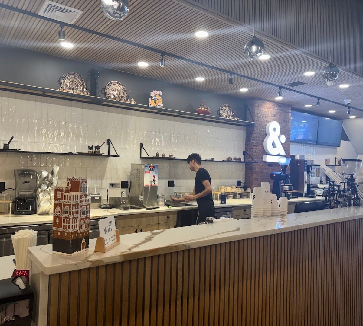 Interior of Moka & Co, specialty coffee shop in New York