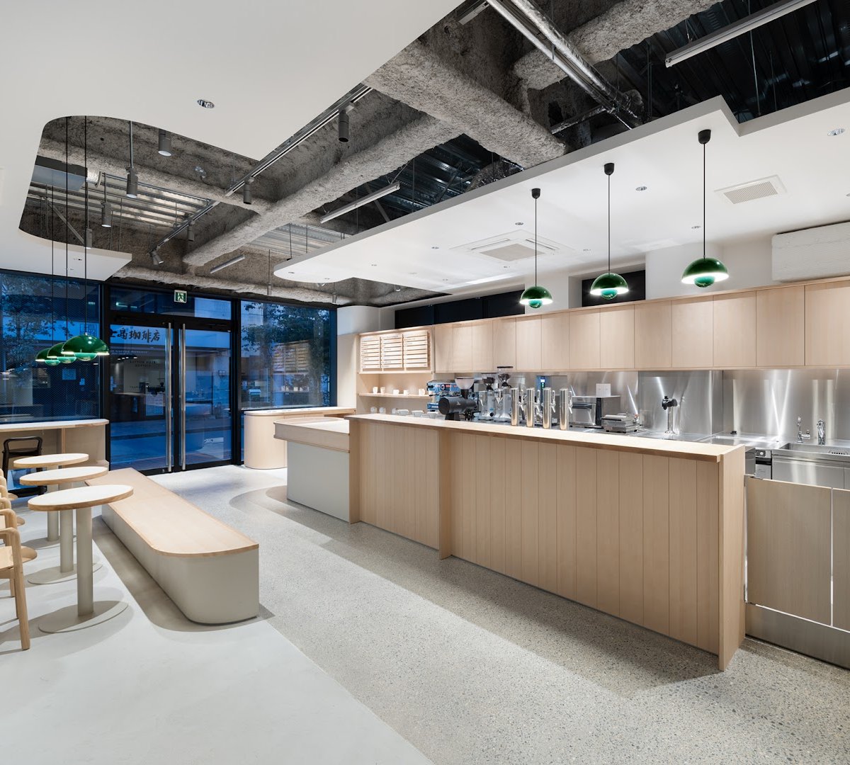 Interior of Blue Bottle Coffee - Hiro-o Cafe, specialty coffee shop in Tokyo