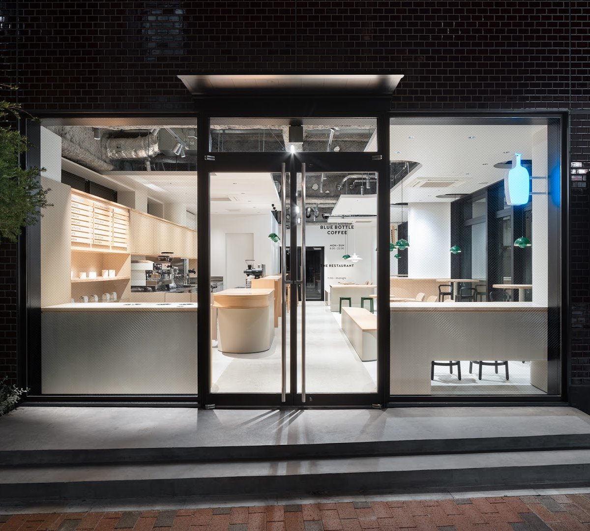 Storefront of Blue Bottle Coffee - Hiro-o Cafe, specialty coffee shop in Tokyo
