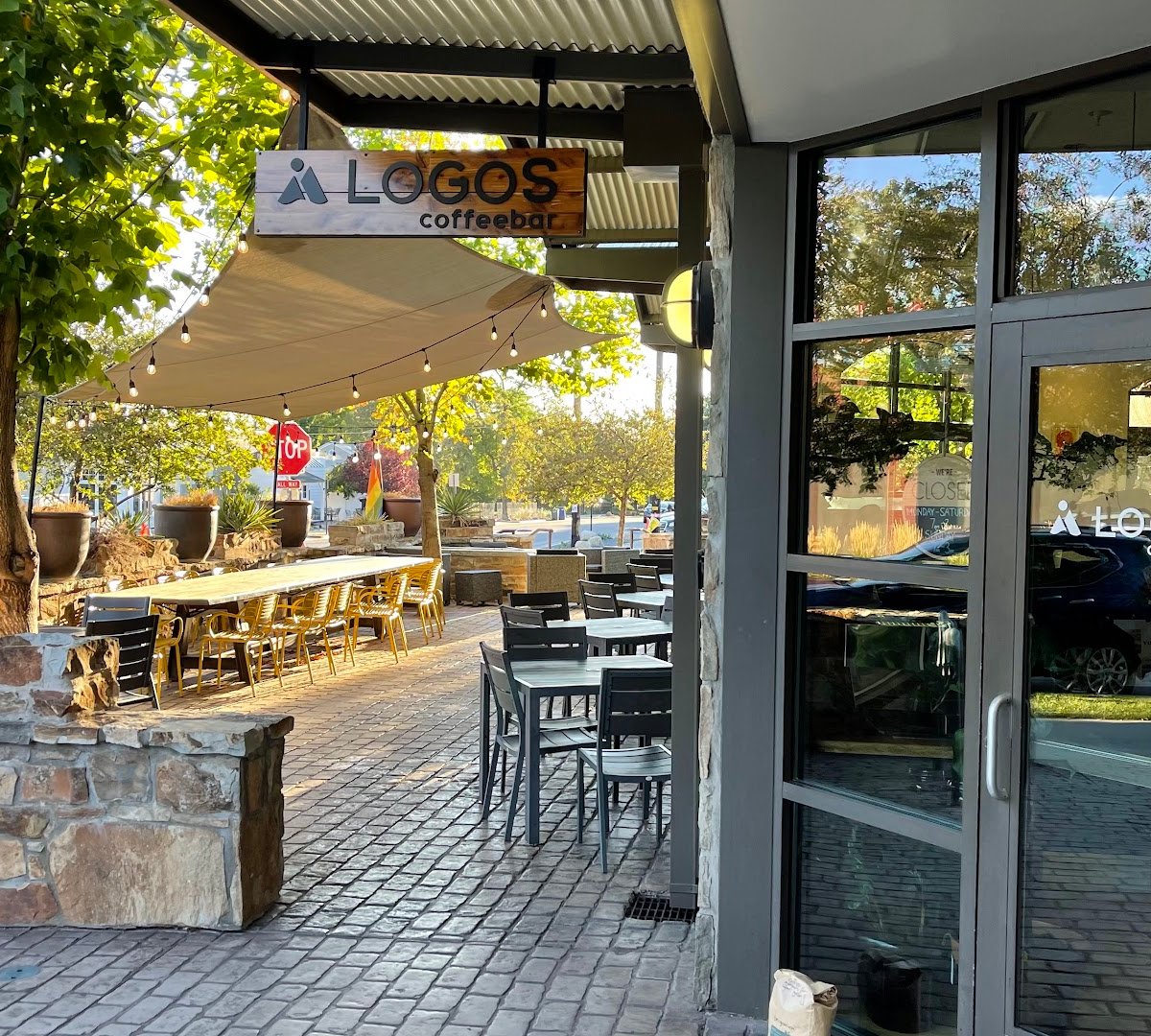Storefront of Logos Coffee, specialty coffee shop in Salt Lake City