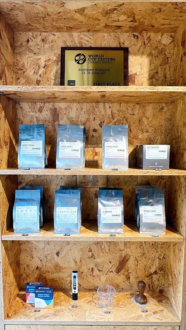 Interior of Craft Coffee Roaster, specialty coffee shop in Hong Kong