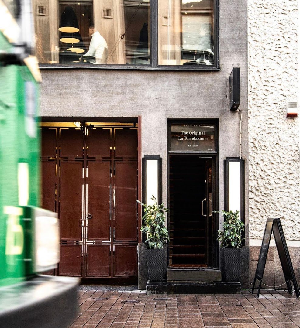 Storefront of La Torrefazione, specialty coffee shop in Helsinki