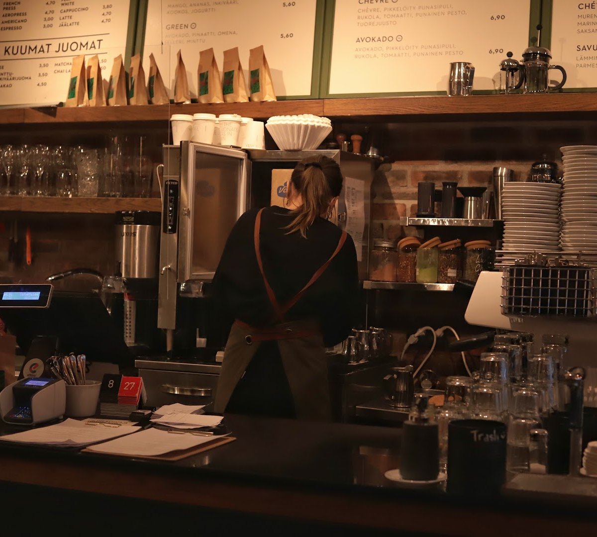 Interior of La Torrefazione, specialty coffee shop in Helsinki