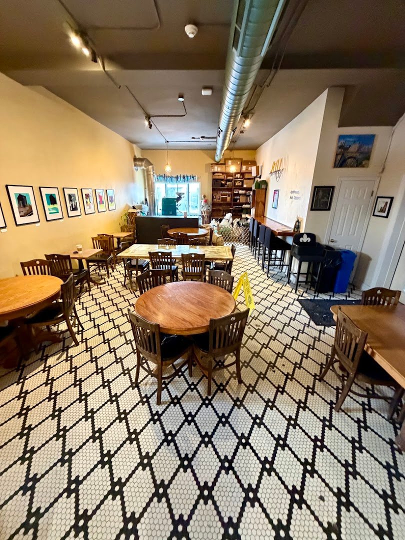 Interior of Undergrounds Coffee House and Roastery, specialty coffee shop in Buffalo