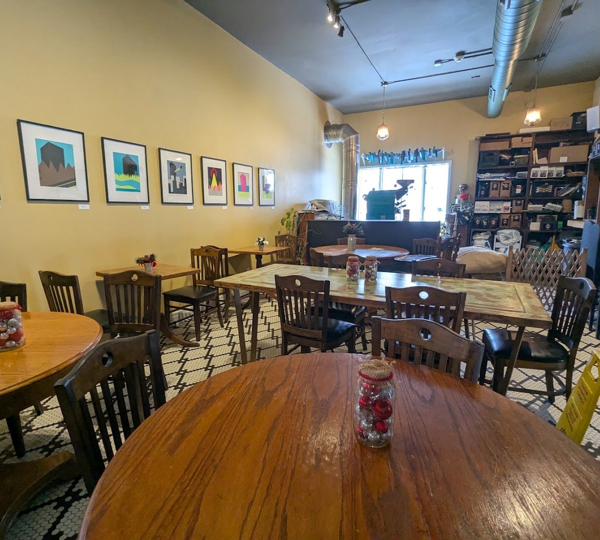 Interior of Undergrounds Coffee House and Roastery, specialty coffee shop in Buffalo